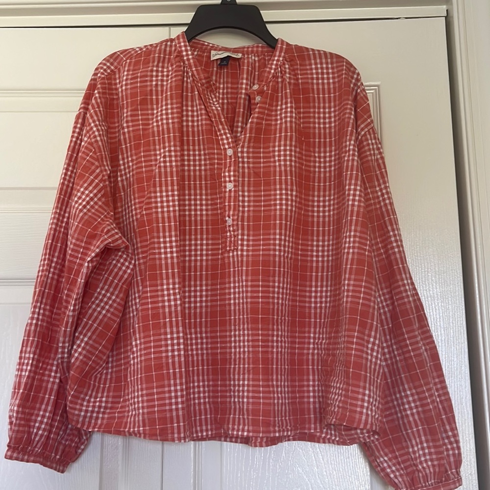 Viral Thread Plaid Blouse